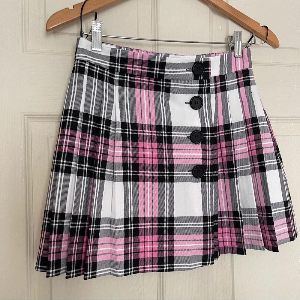 Topshop Tartan Checked Button Kilt NWT